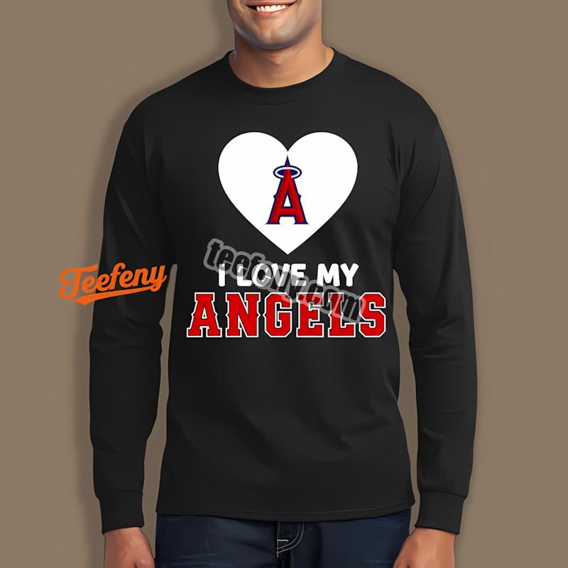 Los Angeles Angels I Love My Angels Heart Fan Long Sleeve Los Angeles Angels I Love My Angels Heart Fan Long Sleeve