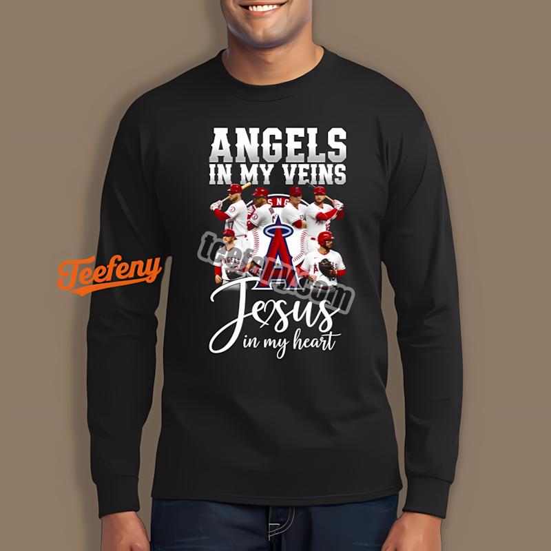 Los Angeles Angels In My Veins Jesus In My Heart Long Sleeve Los Angeles Angels In My Veins Jesus In My Heart Long Sleeve