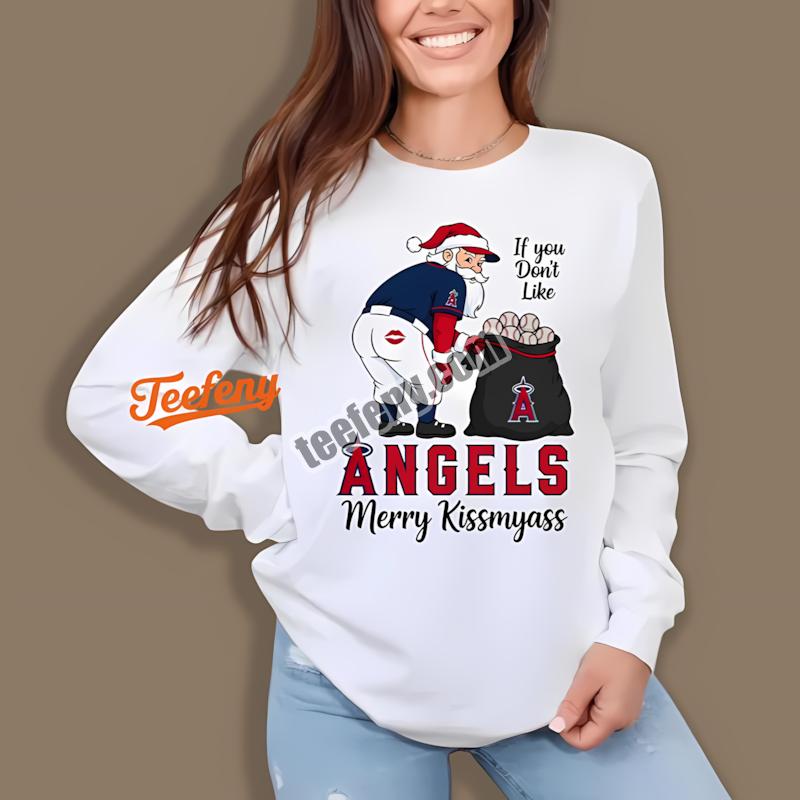 Los Angeles Angels Merry Kissmyass Funny Santa Long Sleeve Los Angeles Angels Merry Kissmyass Funny Santa Long Sleeve