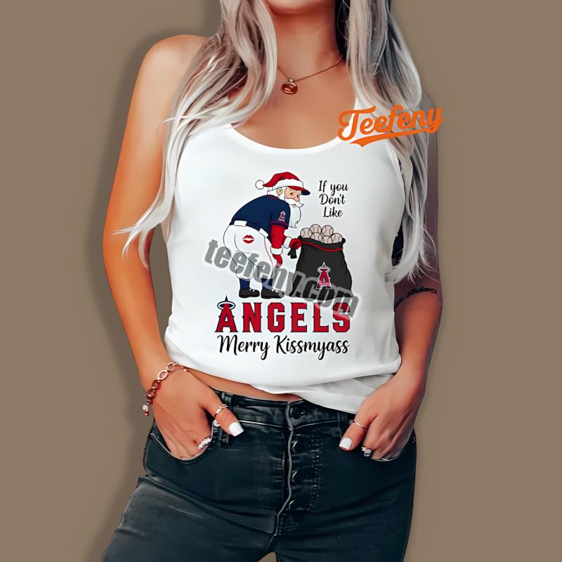 Los Angeles Angels Merry Kissmyass Funny Santa Tanktop Los Angeles Angels Merry Kissmyass Funny Santa Tanktop