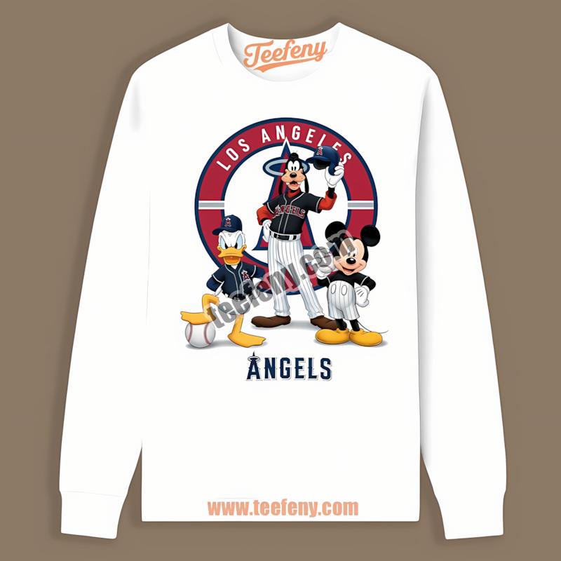 Los Angeles Angels Mickey Donald Goofy Disney Long Sleeve Los Angeles Angels Mickey Donald Goofy Disney Long Sleeve