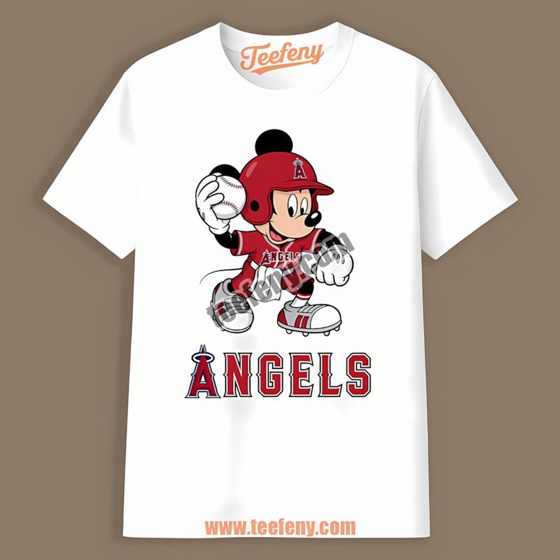 Los Angeles Angels Mickey With Baseball Bat Cartoon Shirt