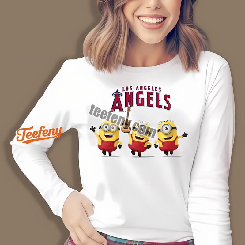 Los Angeles Angels Minions Cartoon Baseball Long Sleeve Los Angeles Angels Minions Cartoon Baseball Long Sleeve
