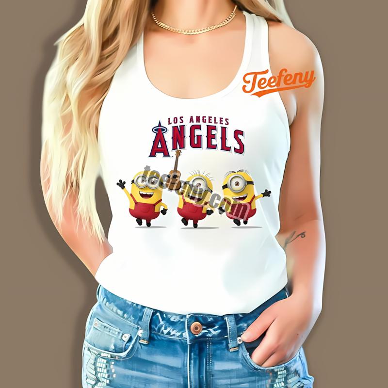 Los Angeles Angels Minions Cartoon Baseball Tanktop Los Angeles Angels Minions Cartoon Baseball Tanktop