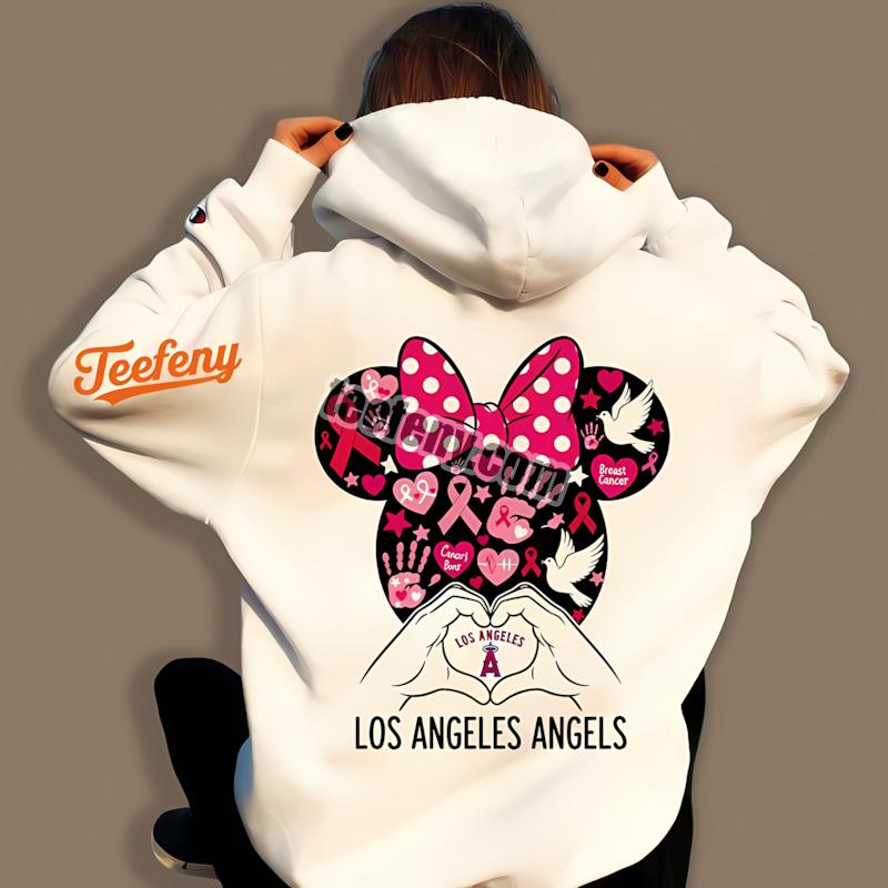Los Angeles Angels Minnie Mouse Breast Cancer Awareness Hoodie Los Angeles Angels Minnie Mouse Breast Cancer Awareness Hoodie