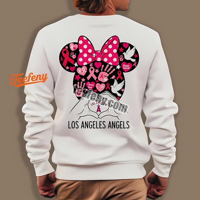Los Angeles Angels Minnie Mouse Breast Cancer Awareness Long Sleeve Los Angeles Angels Minnie Mouse Breast Cancer Awareness Long Sleeve