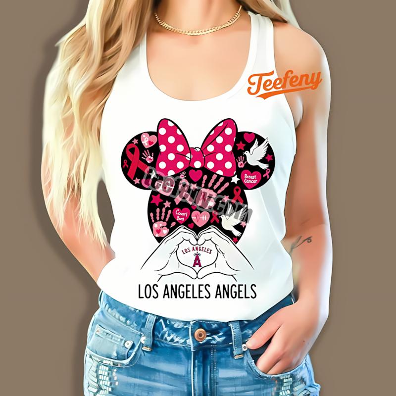 Los Angeles Angels Minnie Mouse Breast Cancer Awareness Tanktop Los Angeles Angels Minnie Mouse Breast Cancer Awareness Tanktop