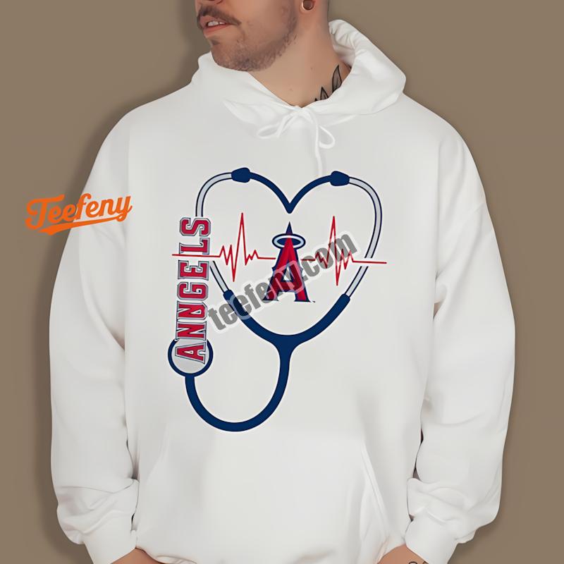 Los Angeles Angels Nurse Heartbeat Baseball Pride Hoodie Los Angeles Angels Nurse Heartbeat Baseball Pride Hoodie