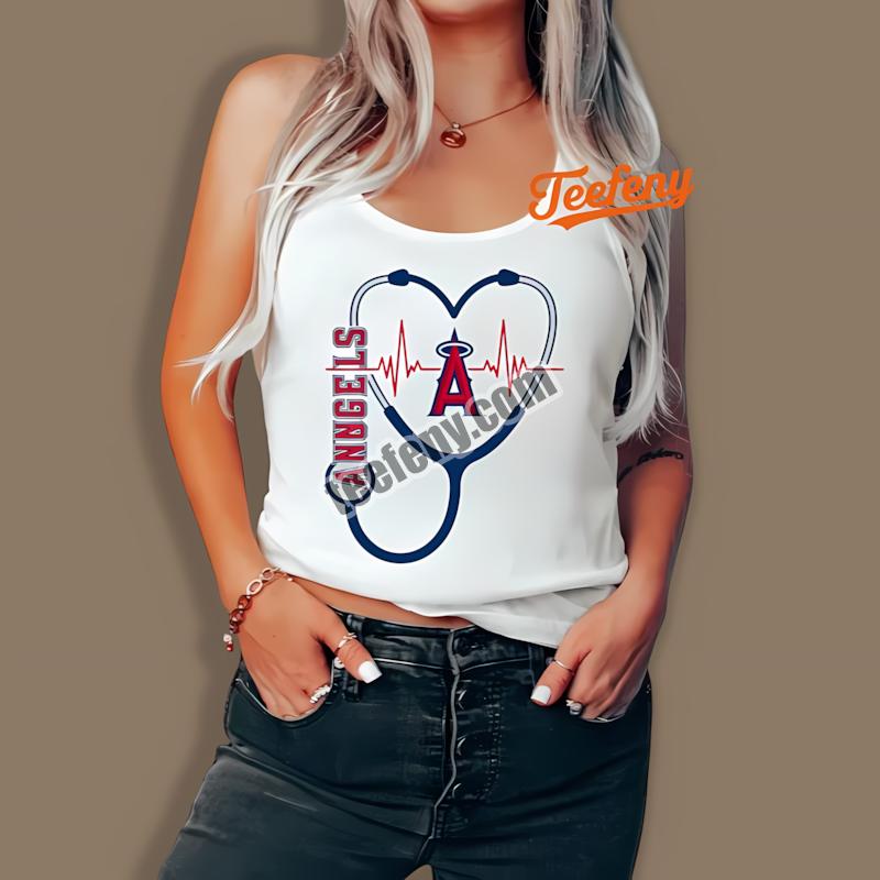 Los Angeles Angels Nurse Heartbeat Baseball Pride Tanktop Los Angeles Angels Nurse Heartbeat Baseball Pride Tanktop