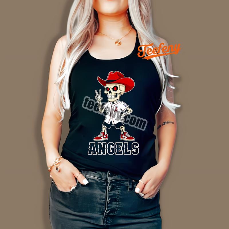 Los Angeles Angels Skeleton Cowboy Baseball Tanktop Los Angeles Angels Skeleton Cowboy Baseball Tanktop