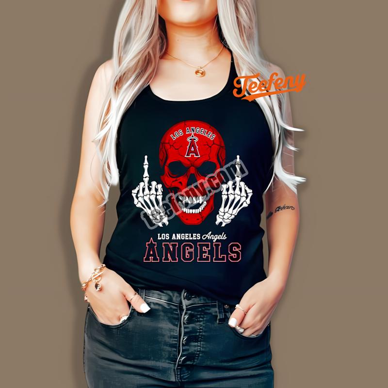 Los Angeles Angels Skull Middle Finger Attitude Tanktop Los Angeles Angels Skull Middle Finger Attitude Tanktop