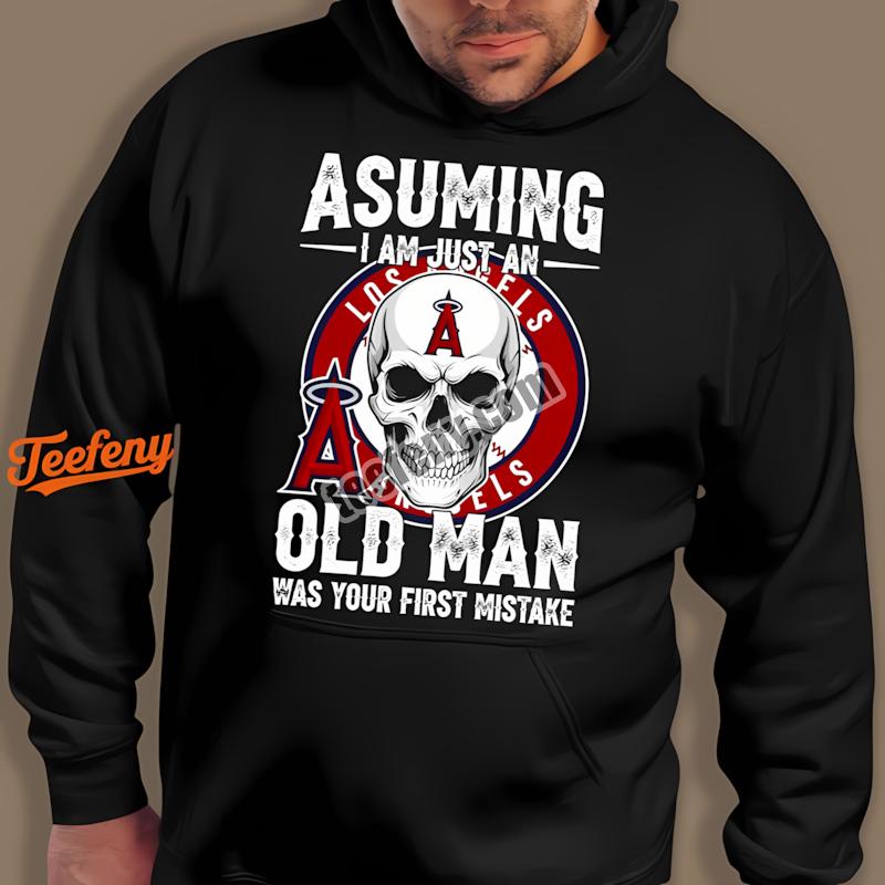 Los Angeles Angels Skull Old Man Baseball Fan Hoodie Los Angeles Angels Skull Old Man Baseball Fan Hoodie