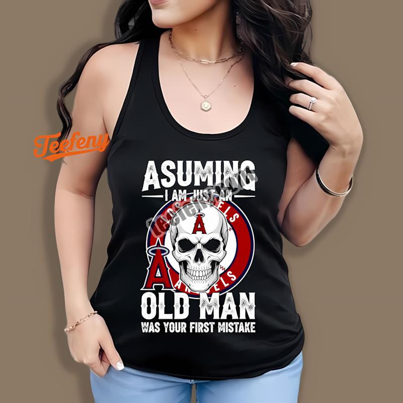 Los Angeles Angels Skull Old Man Baseball Fan Tanktop Los Angeles Angels Skull Old Man Baseball Fan Tanktop