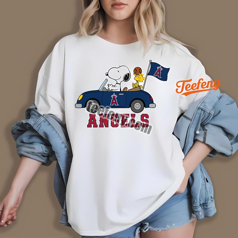 Los Angeles Angels Snoopy Driving Baseball Car Shirt