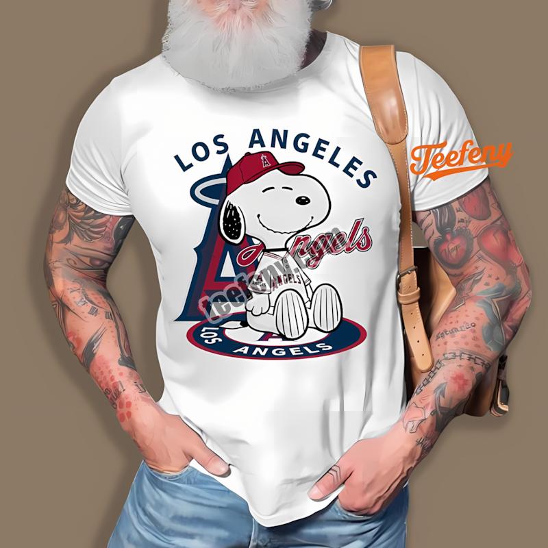 Los Angeles Angels Snoopy Logo Tattoo Arm Shirt