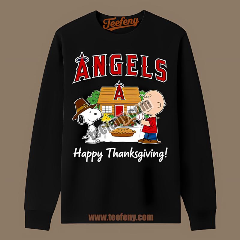 Los Angeles Angels Snoopy Thanksgiving Turkey Long Sleeve Los Angeles Angels Snoopy Thanksgiving Turkey Long Sleeve