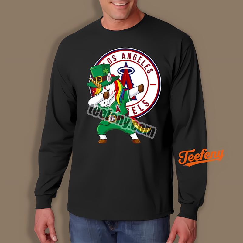 Los Angeles Angels St Patricks Day Unicorn Baseball Long Sleeve Los Angeles Angels St Patricks Day Unicorn Baseball Long Sleeve
