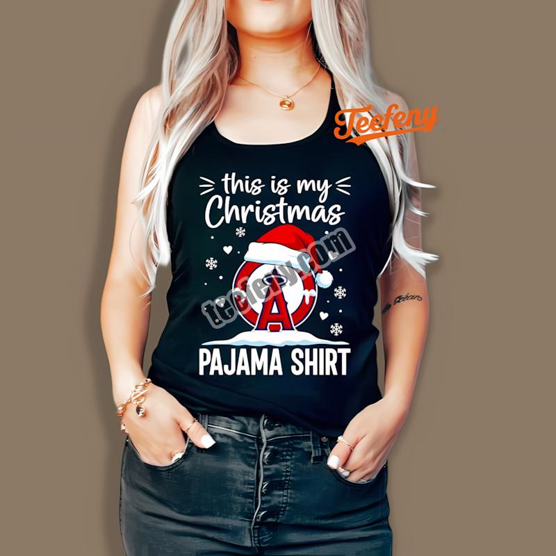 Los Angeles Angels This Is My Christmas Pajama Tanktop Los Angeles Angels This Is My Christmas Pajama Tanktop