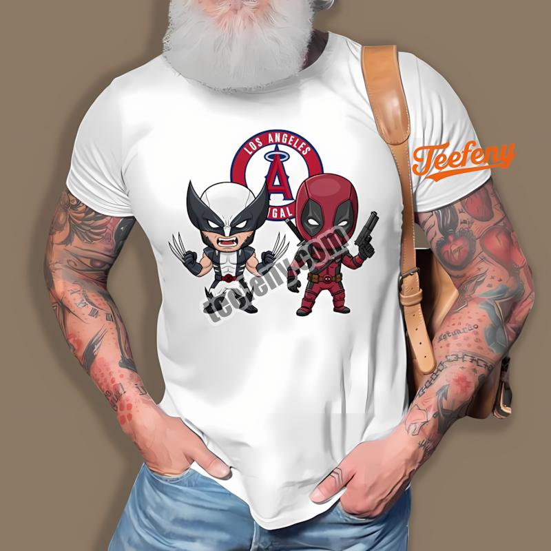 Los Angeles Angels Wolverine Deadpool Superhero Shirt