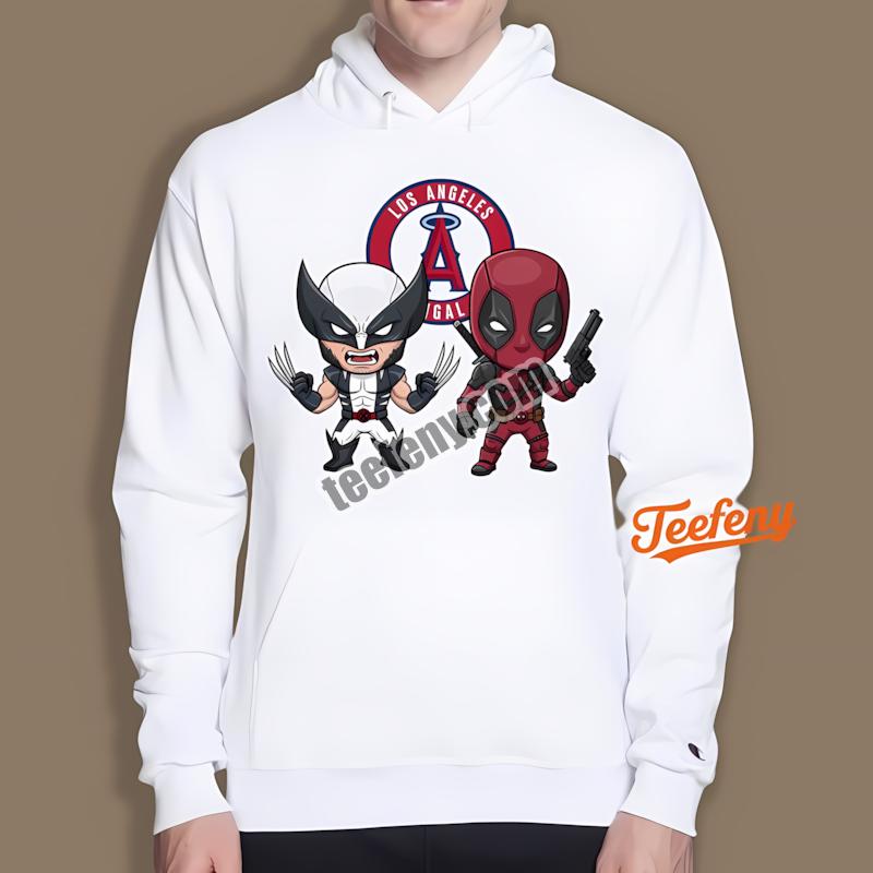 Los Angeles Angels Wolverine Deadpool Superhero Hoodie Los Angeles Angels Wolverine Deadpool Superhero Hoodie