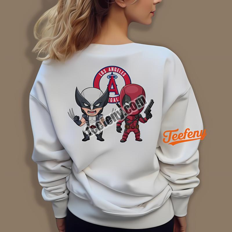 Los Angeles Angels Wolverine Deadpool Superhero Long Sleeve Los Angeles Angels Wolverine Deadpool Superhero Long Sleeve