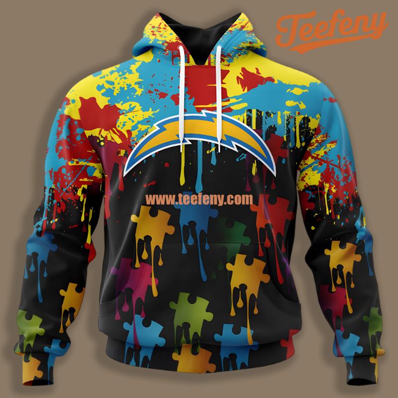 Los Angeles Chargers Autism Awareness Black Boys 3D Hoodie