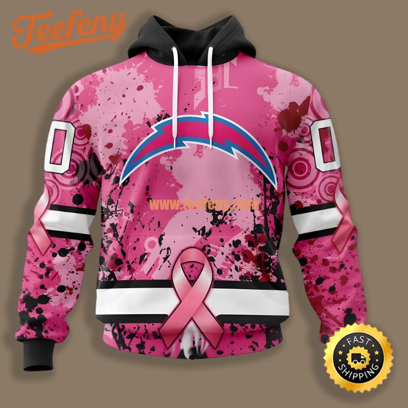 Los Angeles Chargers Breast Cancer Personalized Pink 3D Hoodie