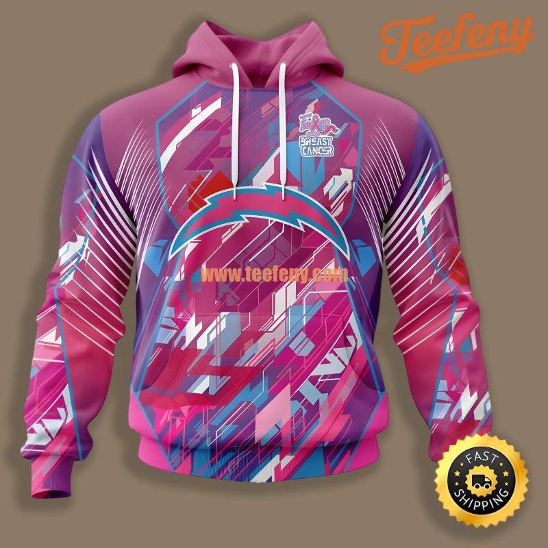 Los Angeles Chargers Breast Cancer Pink Illusion 3D Hoodie
