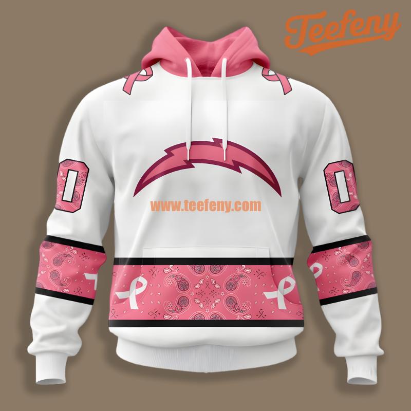 Los Angeles Chargers Breast Cancer Pink White Personalized Horror 3D Hoodie