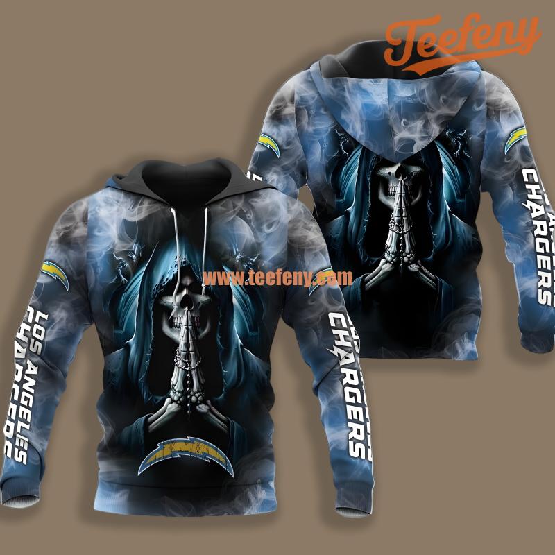Los Angeles Chargers Death Smoke Black Blue Mens 3D Hoodie