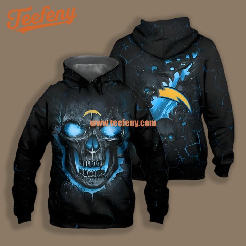 Los Angeles Chargers Lava Skull Black Blue Horror 3D Hoodie