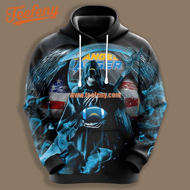 Los Angeles Chargers Skull Black Horror 3D Hoodie