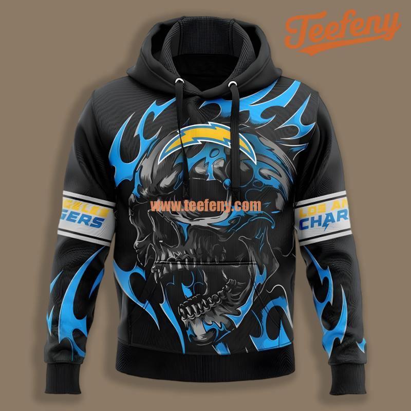 Los Angeles Chargers Skull Blue Black Design 3D Hoodie