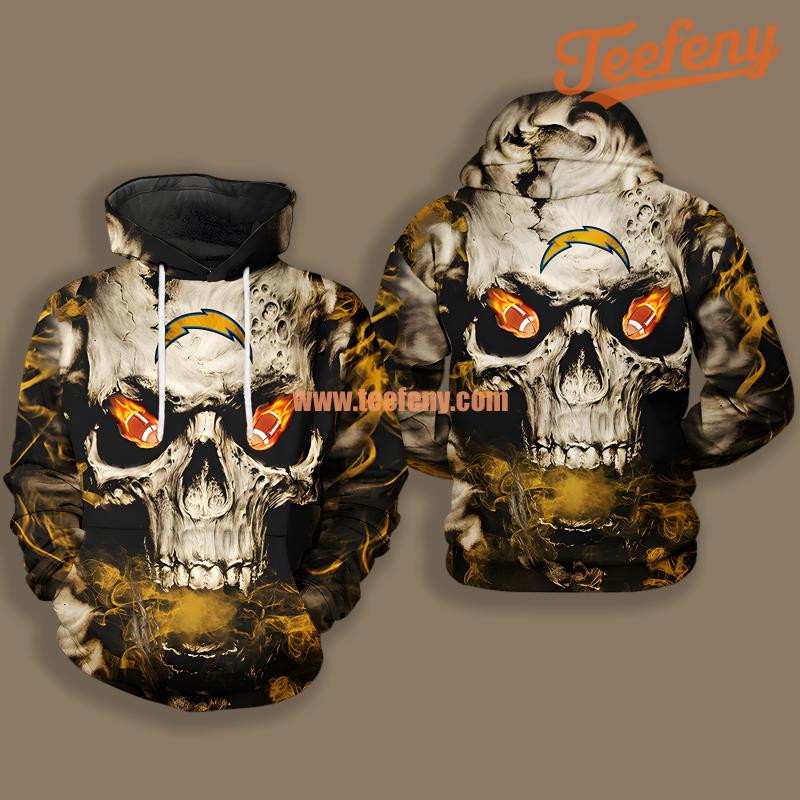 Los Angeles Chargers Skull Yellow Black For Sale 3D Hoodie