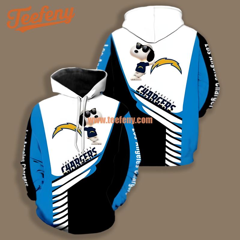 Los Angeles Chargers Snoopy Blue Black Printing 3D Hoodie