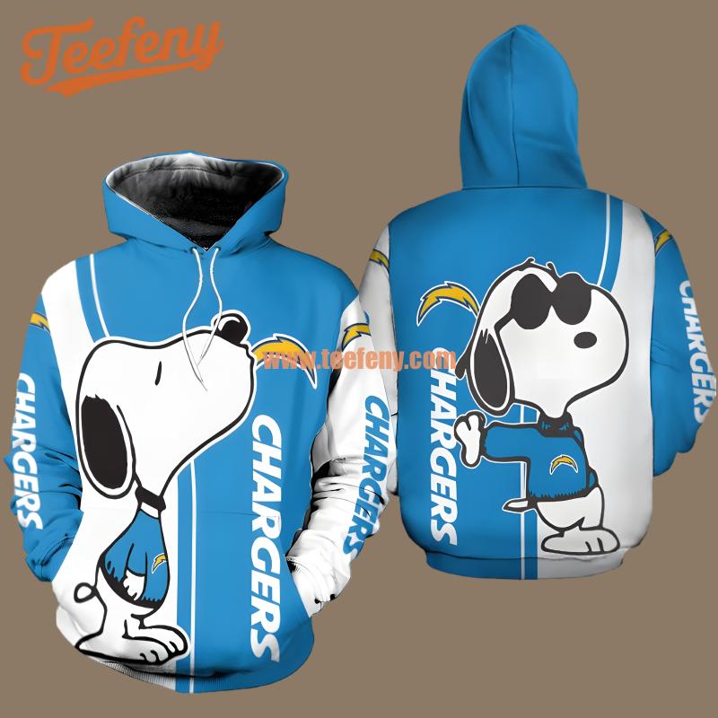 Los Angeles Chargers Snoopy White Blue Mens 3D Hoodie