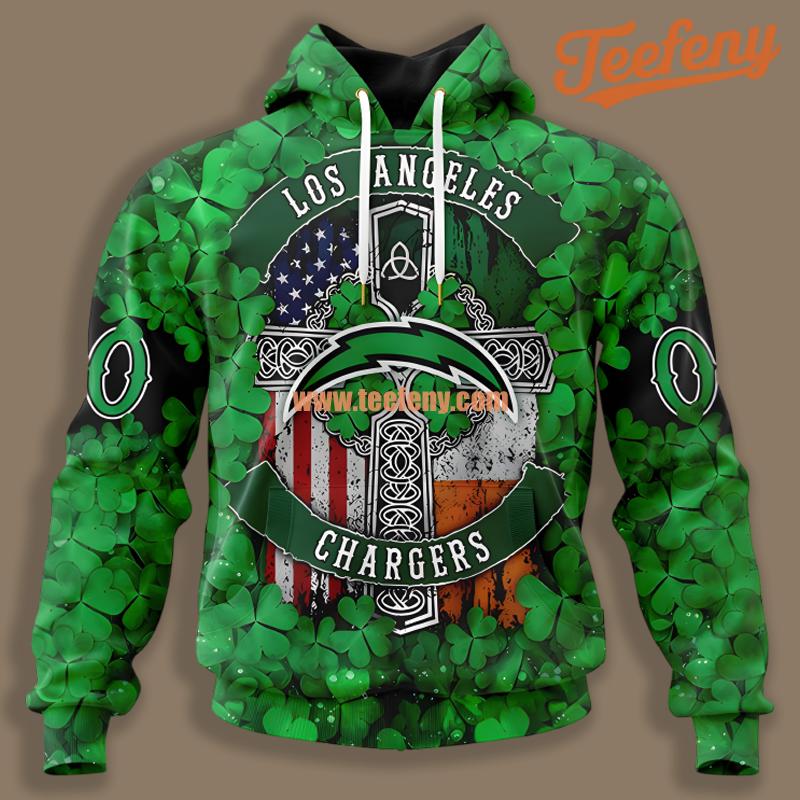 Los Angeles Chargers St Patrick Day Green Personalized Novelty 3D Hoodie