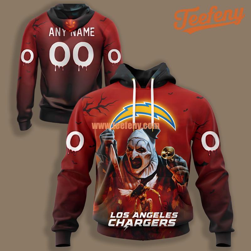 Los Angeles Chargers Terrifier Ghoulish Red 3D Hoodie Pullover