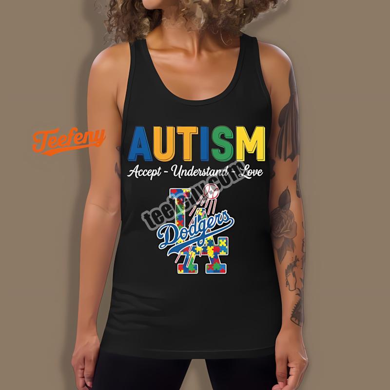 Los Angeles Dodgers Autism Awareness Support Love Accept Tanktop Los Angeles Dodgers Autism Awareness Support Love Accept Tanktop
