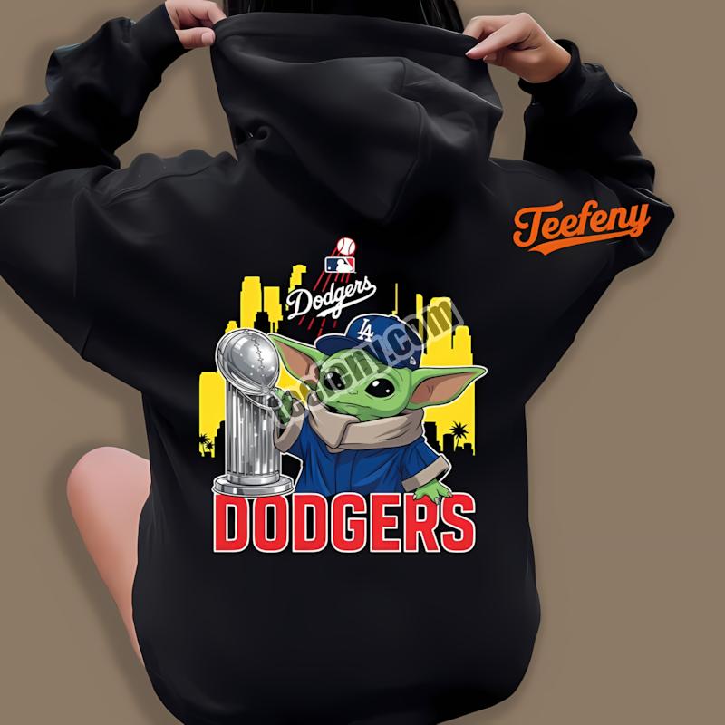 Los Angeles Dodgers Baby Yoda World Series Trophy Hoodie Los Angeles Dodgers Baby Yoda World Series Trophy Hoodie