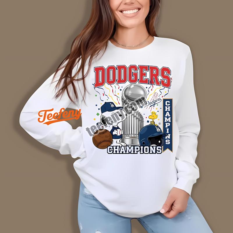 Los Angeles Dodgers Champions Snoopy Celebration Long Sleeve Los Angeles Dodgers Champions Snoopy Celebration Long Sleeve