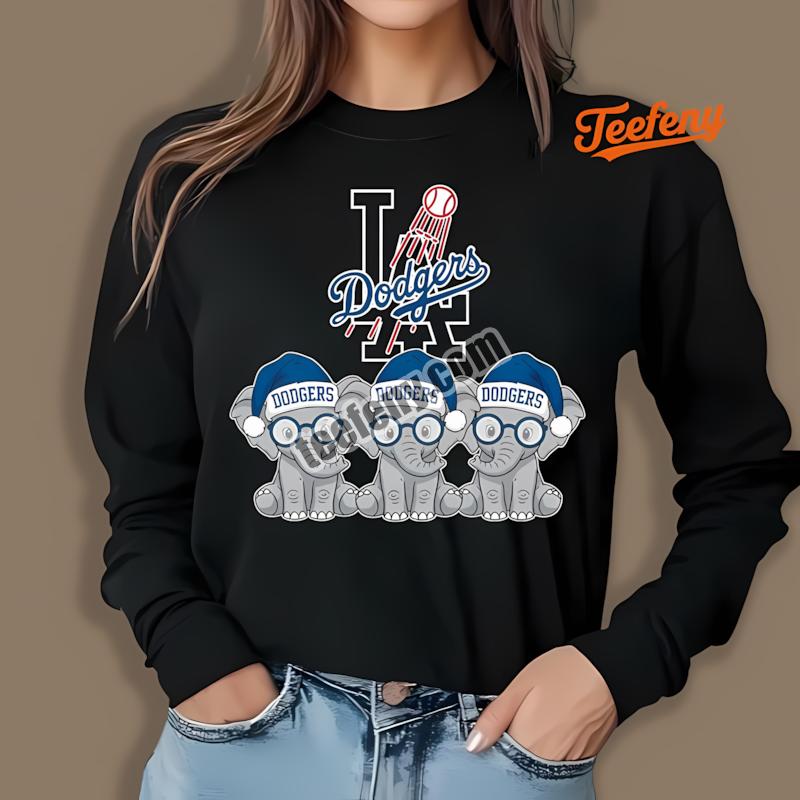 Los Angeles Dodgers Christmas Elephants Holiday Long Sleeve Los Angeles Dodgers Christmas Elephants Holiday Long Sleeve