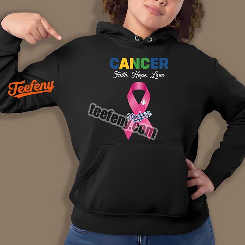 Los Angeles Dodgers Faith Hope Love Cancer Awareness Hoodie Los Angeles Dodgers Faith Hope Love Cancer Awareness Hoodie