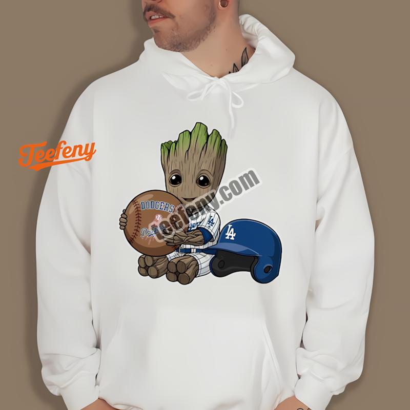 Los Angeles Dodgers Groot Cartoon Baseball Hoodie Los Angeles Dodgers Groot Cartoon Baseball Hoodie