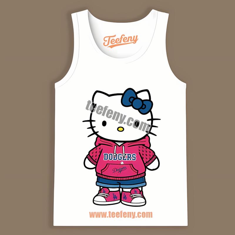 Los Angeles Dodgers Hello Kitty Cute Baseball Tanktop Los Angeles Dodgers Hello Kitty Cute Baseball Tanktop