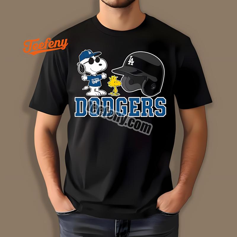 Los Angeles Dodgers Helmet Vs Snoopy Woodstock Shirt