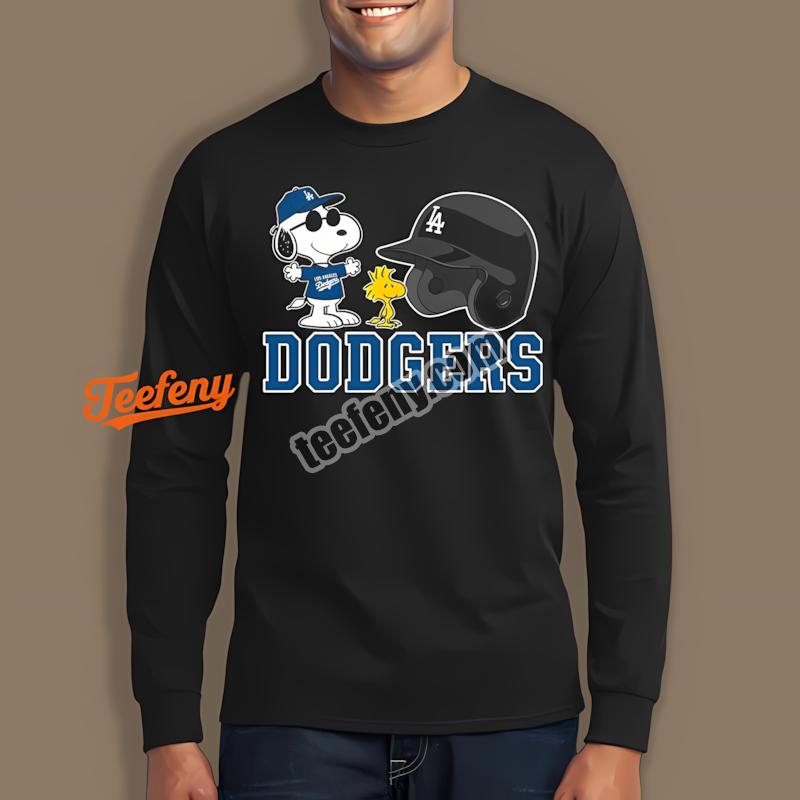 Los Angeles Dodgers Helmet Vs Snoopy Woodstock Long Sleeve Los Angeles Dodgers Helmet Vs Snoopy Woodstock Long Sleeve