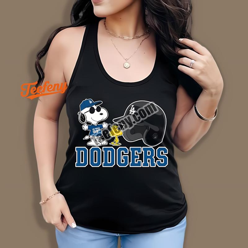 Los Angeles Dodgers Helmet Vs Snoopy Woodstock Tanktop Los Angeles Dodgers Helmet Vs Snoopy Woodstock Tanktop