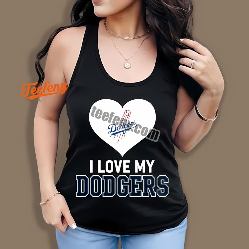 Los Angeles Dodgers I Love My Dodgers Heart Tanktop Los Angeles Dodgers I Love My Dodgers Heart Tanktop