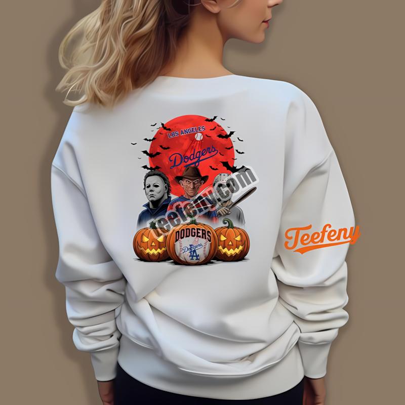 Los Angeles Dodgers Jason Freddy Michael Myers Halloween Long Sleeve Los Angeles Dodgers Jason Freddy Michael Myers Halloween Long Sleeve